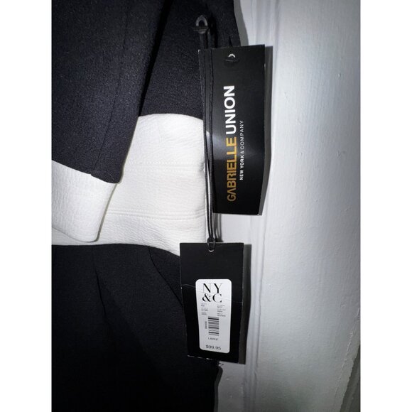 Gabrielle Union New York & Company Black White Button-Up Dress Large NWT Stretch - Picture 10 of 14